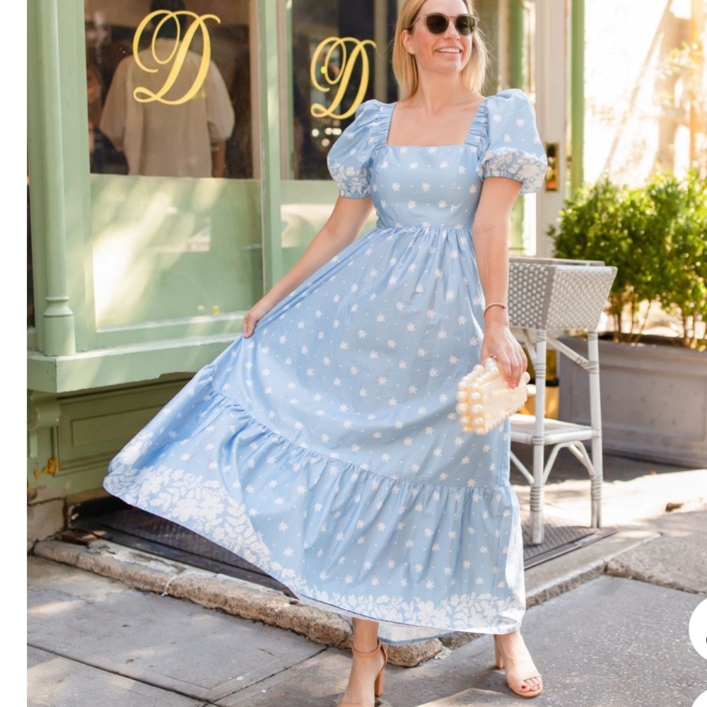 Mason's Daughter Blue puff sleeve maxi dress